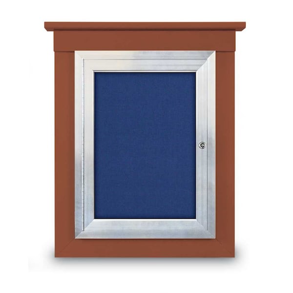 72"x48" 3-Door Enclosed Letterboard, Burgundy/Walnut